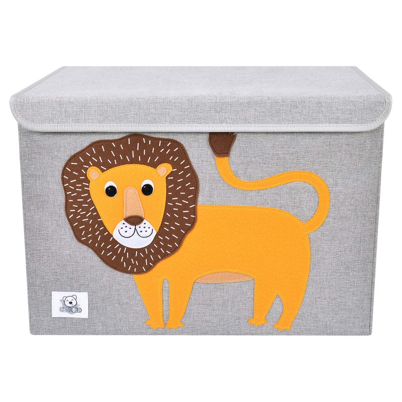 CLCROBD Foldable Large Kids Toy Chest with Flip-Top Lid, Collapsible Fabric Animal Toy Storage Organizer/Bin/Box/Basket/Trunk for Toddler, Children and Baby Nursery (Lion) - Image 2